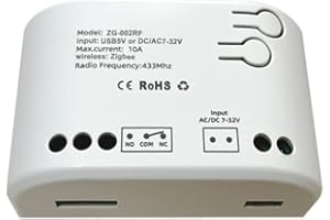 Punxasl Zigbee3.0 Commutateur de relais intelligent, 5V/7-32V ouvre-porte de garage compatible avec Sonoff Zigbee Bridge/Tuya Hub/Samsung SmartThings Hub et Amazon Echo directement