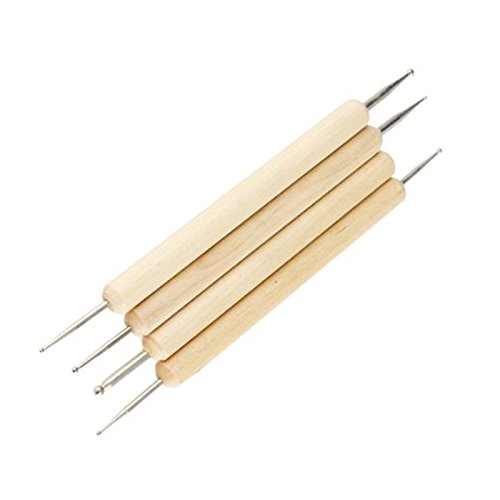 Gravur Messer – SODIAL(R) 4Stk. Modellier-Werkzeug Ball Griffel Werkzeug Zum Praegen Muster Ton Bildhauerei - 3