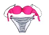 DODOING Damen Sexy Streifen Bademode Bikini Beachwear Set Push-Up Gepolsterte Bikini Badeanzug - 3