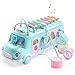 Produktbild Kinder Nachzieh-Schulbus mit Form Sortierer Musik Xylophon Perlenlabyrinth Mehrzweck NachziehSpielzeug für Baby Kleinkinder