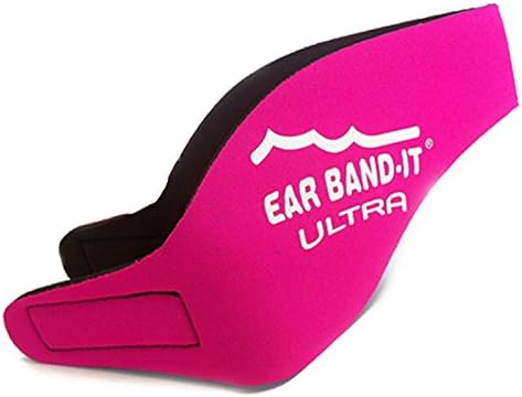Ear Band-It ULTRA Neoprene Head Band for Swimming - Large Size (Age 10 years - Adult) (Hot Pink, With Green Putty Buddies)