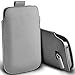 Price comparison product image ONX3 Grey Universal Pull Tab Mechanism Cord Slip-In Slide Pouch Sleeve Faux Leather Case Cover Compatible with Wiko Jerry Max