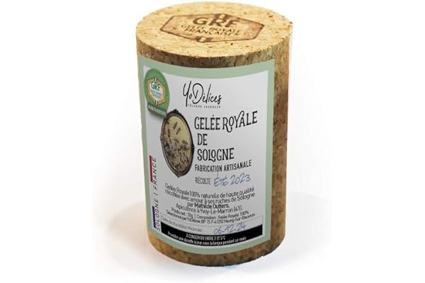 Gelée Royale Française Certifiée GRF Unique Label français Qualité Totale, 100% Naturelle ni transformée ni congelée, pot 10g, de M.Outters Apicultrice de Sologne, Sélection YoDélices, l'Excellence