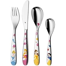 WMF Disney Princesas - Cubertería para niños 4 piezas (tenedor, cuchillo de mesa,