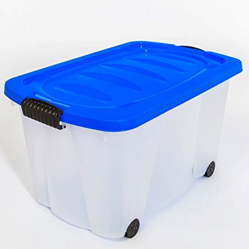 3er Set Aufbewahrungsbox mit Deckel und Rollen Größe: 45 Liter. In 3 verschiedenen Farben. Ideal für Büro, Kinderzimmer, Küche & Werkstatt - 5