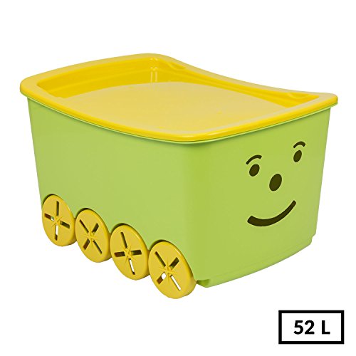 BranQ Play Box 52 L Funny Spielzeugbox Spielzeugkiste Rollbox Kiste Räder Deckel grün - 3