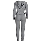 Sannysis Damen Kapuzenpullover Split Clubwear Bodycon Casual Outfit Sportbekleidung Set - 5