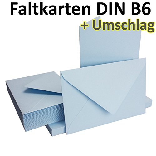50 Sets – Faltkarten HELL-BLAU – DIN B6 + Umschläge – PREMIUM QUALITÄT – sehr formstabil – Qualitätsmarke: NEUSER FarbenFroh - 2
