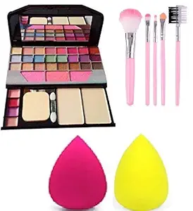 JAF 6155 Makeup kit and 5 Pieces Brush and 2 Pieces Blender Puff Combo