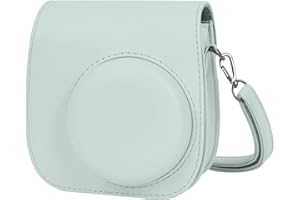 LIRDDY Kameratasche für Fujifilm Instax Mini 12, Sofortbildkamera-Tasche - PU-Leder mit Tasche und Schulterriemen(Mint Green)