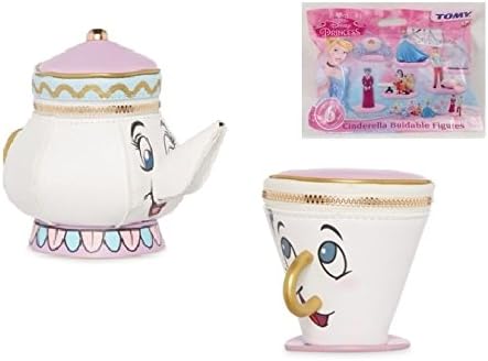 3 items : Purses in the shape of Chip the Cup Mug character and Mrs Potts character from Beauty and the Beast + 1 Packet of Buildable Princess