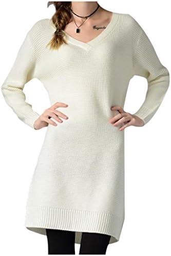 Witkeyseller Women's Classic Stretch Solid Knitting Pencil Sheath Dress White One-Size