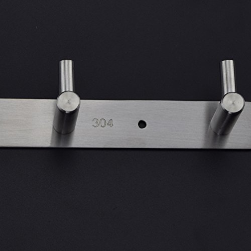 RONYES Hakenleiste Kleiderhaken Edelstahl rostfrei Wandgaderobe Handtuchhalter Garderobenhaken Wandhaken Mehrzweckhaken gebürstet ca. 10kg belastbar 3.8mm dick (5 Haken (384mm)) - 2