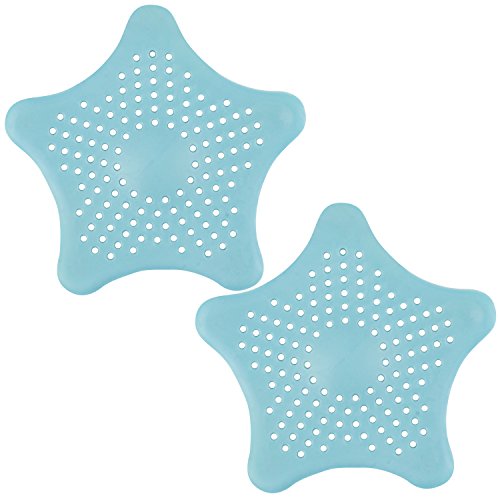 TRIXES 2 Stück blaue sternförmige Abflusssiebe aus Silikon für Waschbecken Spüle Bad Dusche etc.