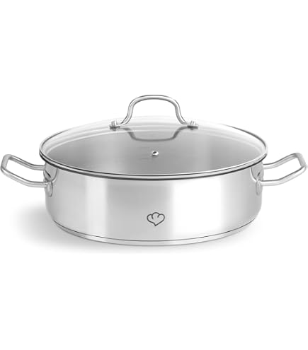 Pentole Agnelli ALSA2106SSPI32 - Casseruola Bassa In Alluminio Da 32 Cm, Adatta A Induzione, Perfetta Per Salse E Cotture Veloci