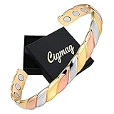 Cigmag Lymphatic Drainage Copper Magnetic Bracelet For Women 99% Solid Pure Copper Ultra Strength Magnet Adjustable Brazaletes Cuff Bangle With Gift Box (tricolor Pattern)