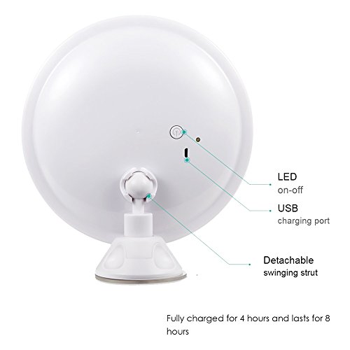 eBasic Kosmetikspiegel Beleuchtet mit 5 / 7-facher Vergrößerung und Saugnapf-Grundplatte Warmem LED Licht, 360º Drehbar für Makeup (USB Laden) (5 x VergrößErung) - 7