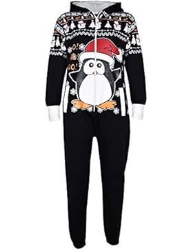 A2Z 4 Kids Kinder Mädchen Jungen Neuheit Weihnachten Pinguin Aufdruck Fleece Onesie Overall Kostüm 5-13 Jahren