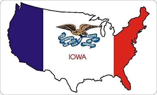 Mini Sticker Pack , 33x20mm Rectangle , Self-Stick Iowa Flag Labels , USA US State Stickers