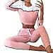 Produktbild Honestyi  2 Stücke Frauen Trainingsanzug Sweatshirt Hosen Sets Sport Langarm Tragen Lässige Anzug(Pink,XL)