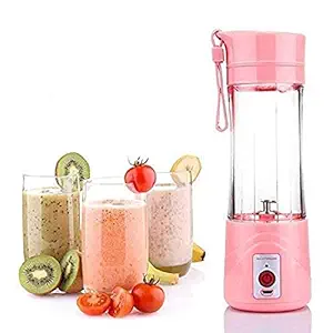 Sisliya USB Electric Safety Juicer Cup, Fruit Juice mixer, Mini Portable Rechargeable Juicing Mixing Crush Ice Smoothie Travel Blender Mixer Machine ,380ml Water Bottle