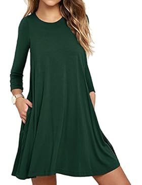 LILBETTER Frauen Langarm Tasche Casual Loose T-Shirt Kleid