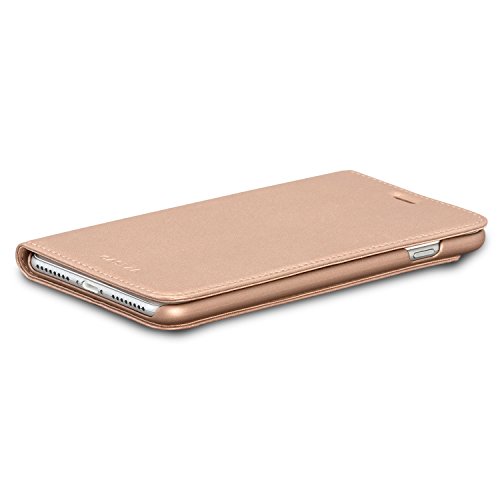 CASEZA iPhone 8 Plus Funda iPhone 7 Plus Funda Rosa Oro tipo libro piel PU Case Cover Carcasa plegable cartera Oslo piel vegana premium para Apple iPhone 8 Plus   7 Plus - Con cierre magn  tico