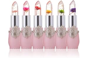BEAUTY GLAZED 6 PCS Transparent Changer Couleur Baume À Lèvres Hydratant Rose Cristal Gelée Fleur Maquillage Température Rouge À Lèvres Longue durée Baume À Lèvres Changement De Couleur Température Des Lèvres