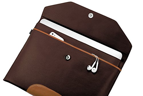SILEO® 14-14,1 Zoll Premium Laptophülle THEO für Macbook Pro Air Dell XPS uvm. – Echtleder mit lebenslanger Garantie – Sleeve Case Hülle in Dunkelbraun & Hellbraun - 3