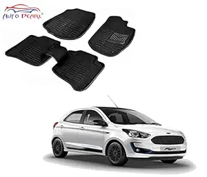 Auto Pearl 3D Car Foot Mat for Figo 2019 (2 Row, Black, Set of 3)