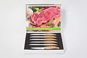 E.I.I. Set 6 COLTELLI da Carne 100% Ceramica - ANALLERGICI - No Nichel (Legno Ondulato)