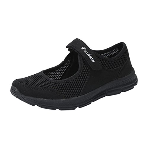 QinMM Zapatos Zapatillas Respirable Mocasines deportesMujer Sneaker Malla Plataforma Sandalias Casual Verano (37, Negro)