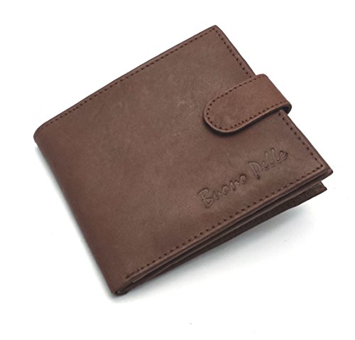 Buono Pelle - Cartera para hombre de piel  Marrón marrón mediano