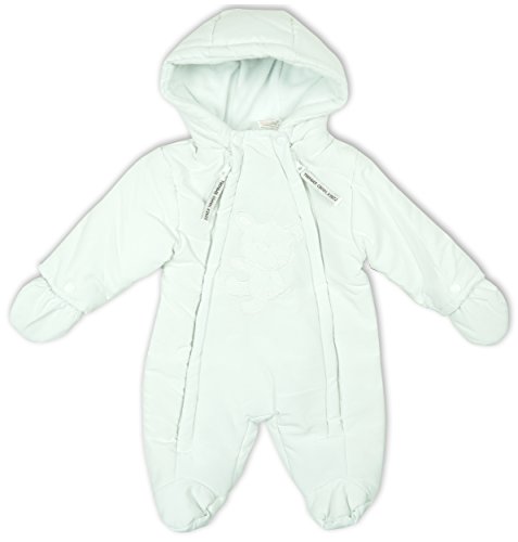 Baby Padded Teddy Bear Snowsuit with Mittens Pramsuit Sizes Premature or Newborn
