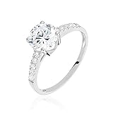 You.Me.We. - Bague Solitaire - Solitaire De Zirconium - Or Blanc 9 Carats (9k) 375 - Bague De Fiançailles Bijou Femme Précieux - Grand Modèle - Soldes D'été
