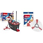 Vileda Turbo mat complete set, telescopic handle floor wiper, strong fiber microfiber mat head and bucket with strong sling, h