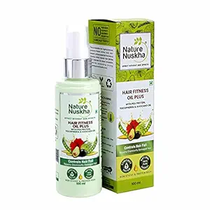 Nature Nuskha Hair Oil Plus with Pea Protein, Tocopherol and Avacado Oil, Controls Hair Fall, Repairs Chemically Damaged Hair, Non-Sticky, For Women & Men, All Hair types, 100ml