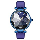 ZqiroLt B90 Farbbildschirm Blutdruck-Pulsmesser Damen Sport Smart Armband Blue Leather