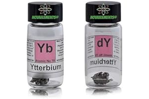 NOVAELEMENTS Itterbio elemento 70 Yb, campione puro 1 grammo 99,95% in fiala di vetro con etichetta