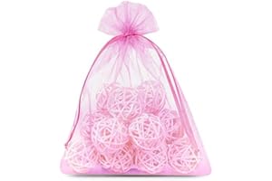 MR PRIME LTD Mr. Prime 100 pcs Organza Gift Bags, 9x12 Jewellery Favour Gift Packing Pouches with Drawstring for Wedding Christmas Festival Birthday Party Gift Packaging (Pink)