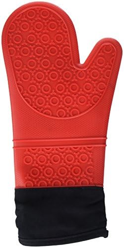 Silicone Oven Mitt _ Set of 2 Cotton Padded Kitchen Oven Mitts Make up This Comfortable, Handy Oven Glove. Best Kitchen Gadgets for Overall Cooking - Grasping Any Hot Pot or Pan (Red)