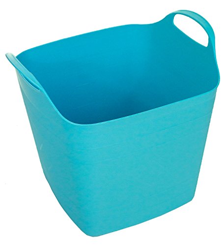 Excellent Houseware 40Lt Square Flexible Flexi Plastic Tub Tubs Bucket for Home Gardening Building Laundry (Blue)
