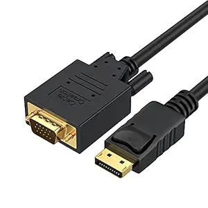 Displayport to VGA Cable 6ft, CableCreation DP to VGA Cable Gold Plated, Standard DP Male to VGA Male Cable Black Color