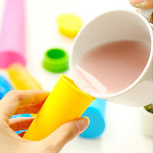 ODN Ice Pop Maker Eis Pop Formen eis am Stiel form-Set eis am stiel-Fuellen mit Saft, Soda, Joghurt-BPA frei Lebensmittelqualitaet Silikon (Orange) - 3