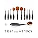 Tonsee 10Pcs Makeup Toothbrush Shaped Foundation Eyebrow Eyeliner Facial Brush + 1Pcs Oval Brushes