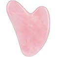 Gua Sha Facial Tool,Gua Sha Stones,Natural Jade Stone Guasha Board for SPA, Gua Sha Scraping Massage Tool on Face, Eye, Neck - Beauty Jade Facial Roller for Slimming Firming (Dark Pink)