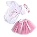 Baby Girls Birthday Outfit Cotton Bodysuit Bubble Skirt Headband 3pcs Infant Clothing Set (9-12M)
