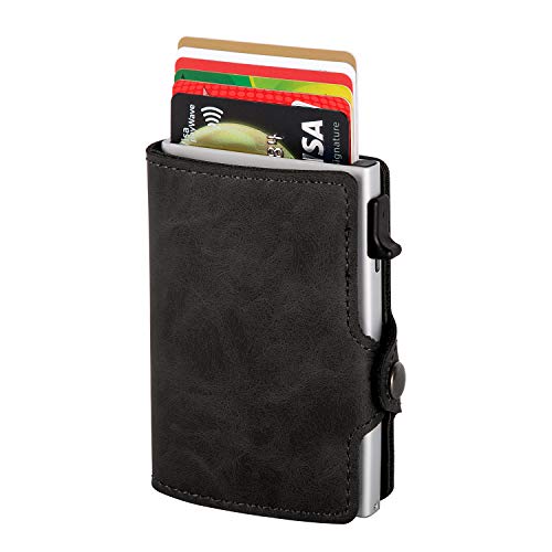 Preisvergleich Produktbild Kartenetui / Kreditkartenetui mit Geldklammer / Kreditkarten etuis / Leder Geldbörse Slim Wallet Portmonee / Geldbeutel mit RFID Schutz