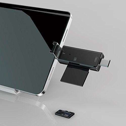 HXINH 3-in-1 Kartenleser OTG Adapter mit Type-C, USB 2.0, Micro USB DFP, UFP Unterstützen TF SD Karte, Schwarz - 7