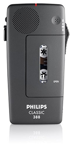 Philips LFH0388 Analogue Dictation Recorder, voice activation, internal battery recharge, slide switch operation, sensitivity switch, charcoal